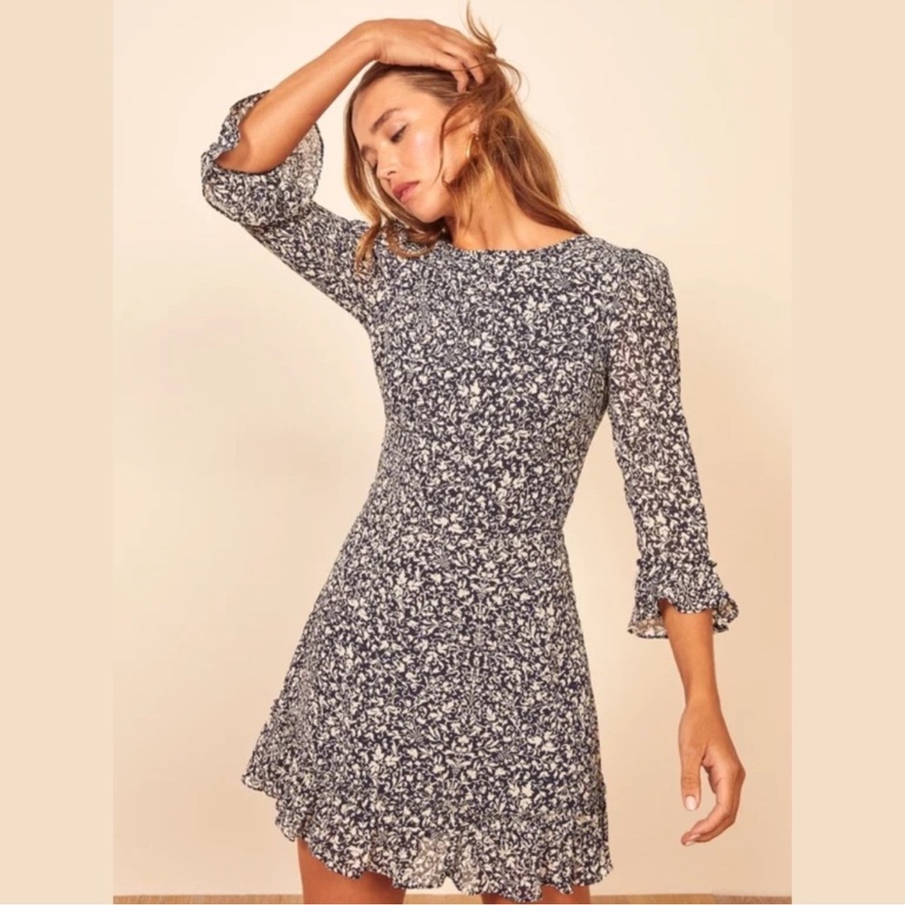 Reformation Doutzen Dress in Suisse pattern